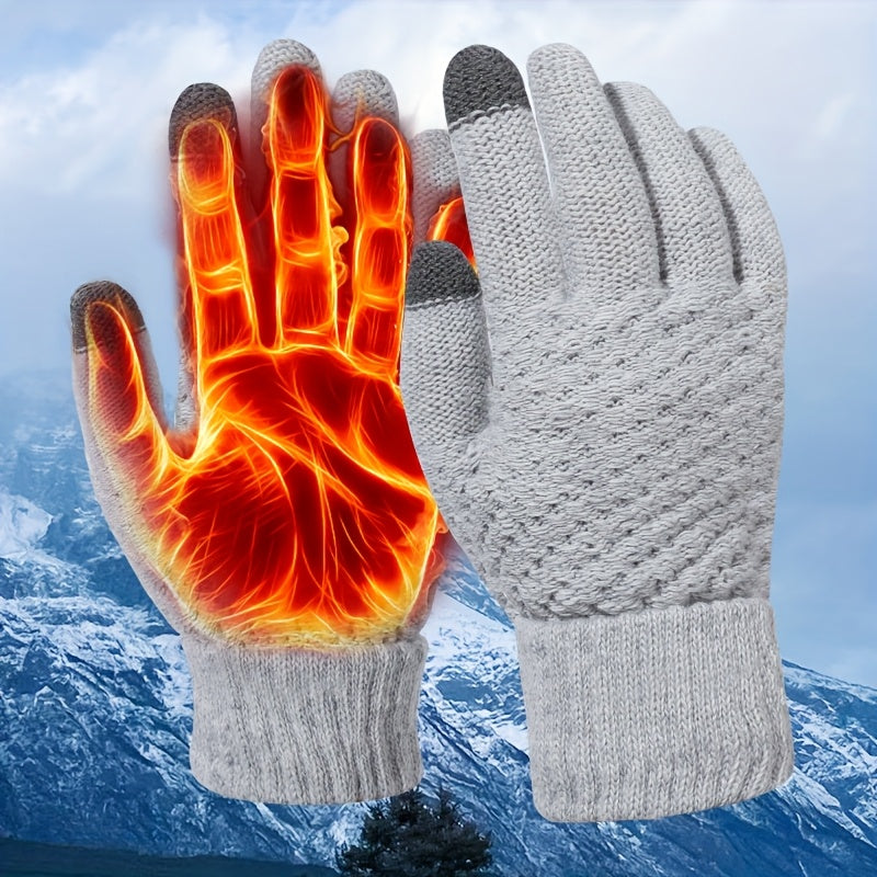 A Pair of Women'S Winter Outdoor Touchscreen Gloves That Are Warm, Thick, And Plush, Suitable for Driving And Cycling in Cold Weather. These Stylish And Versatile Gloves Are Perfect for Couples During The Winter Season, Ideal